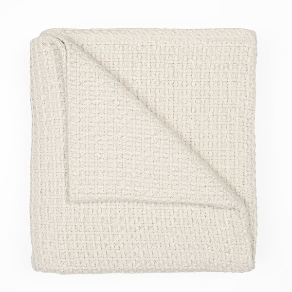 Gracie Oaks Waffle Weave Cotton Blanket Waffle Weave Throw Blanket